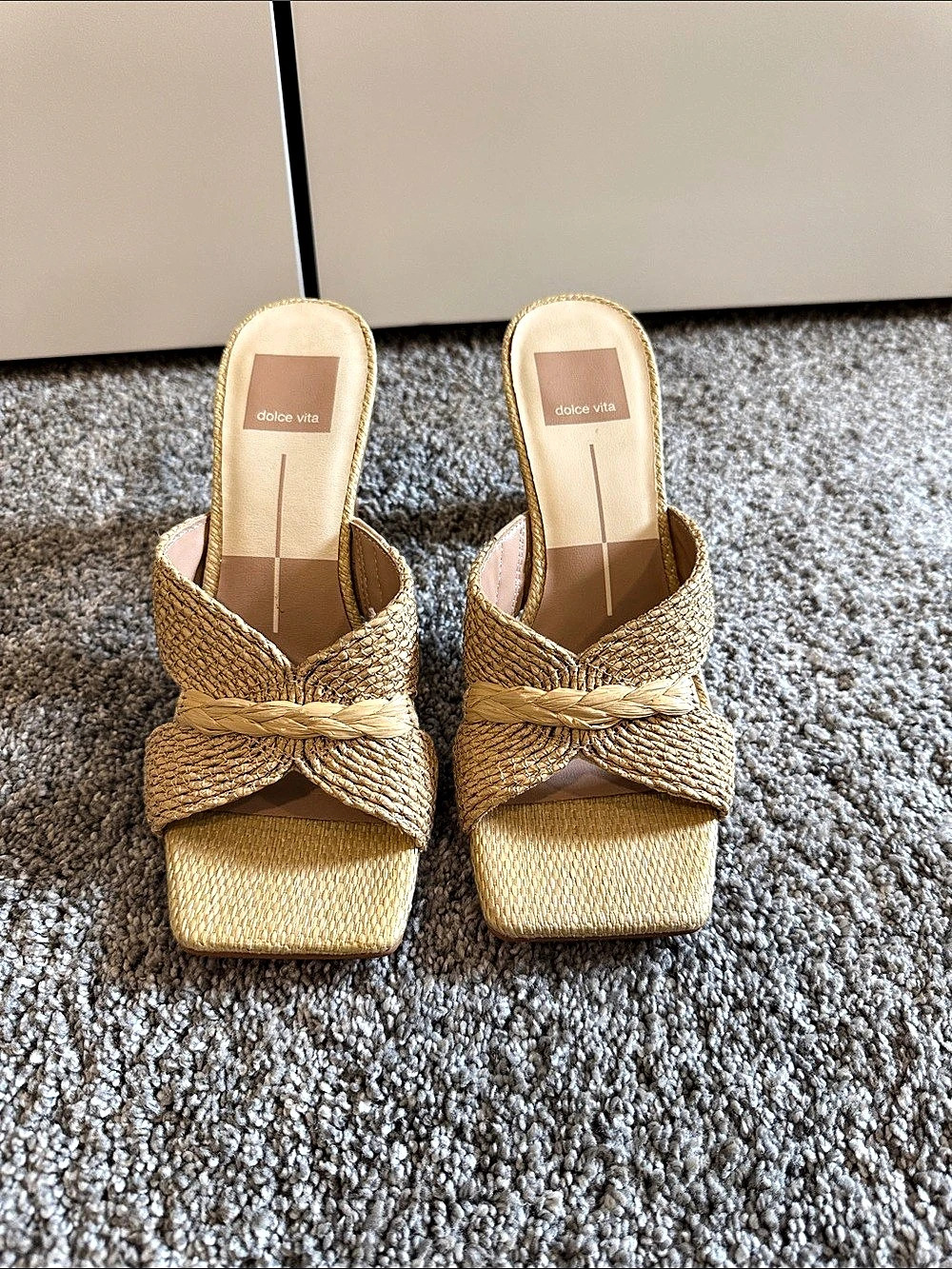 dolce vita Paily Braided Slide Sandal Heels Tan US 8